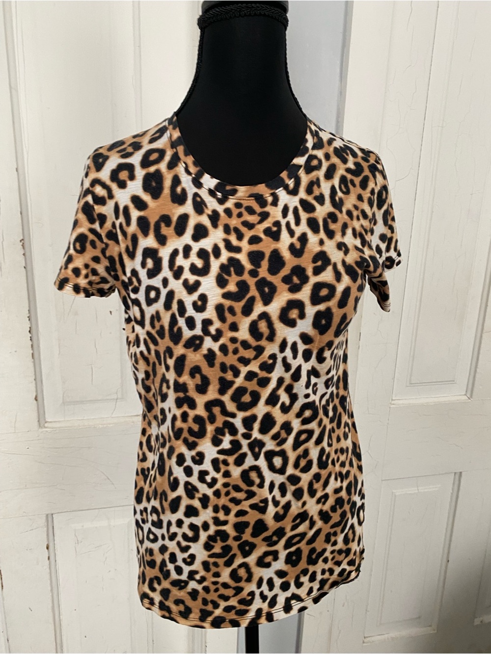PINK Victoria's Secret Leopard Print Short Sleeve Tee - Brown & Black - Picture 2 of 3